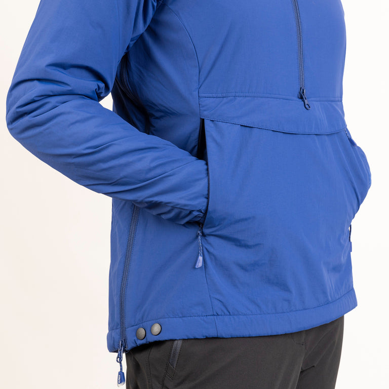 Alpkit women's Jura Mountain Smock weatherproof jacket in nemo blue pockets