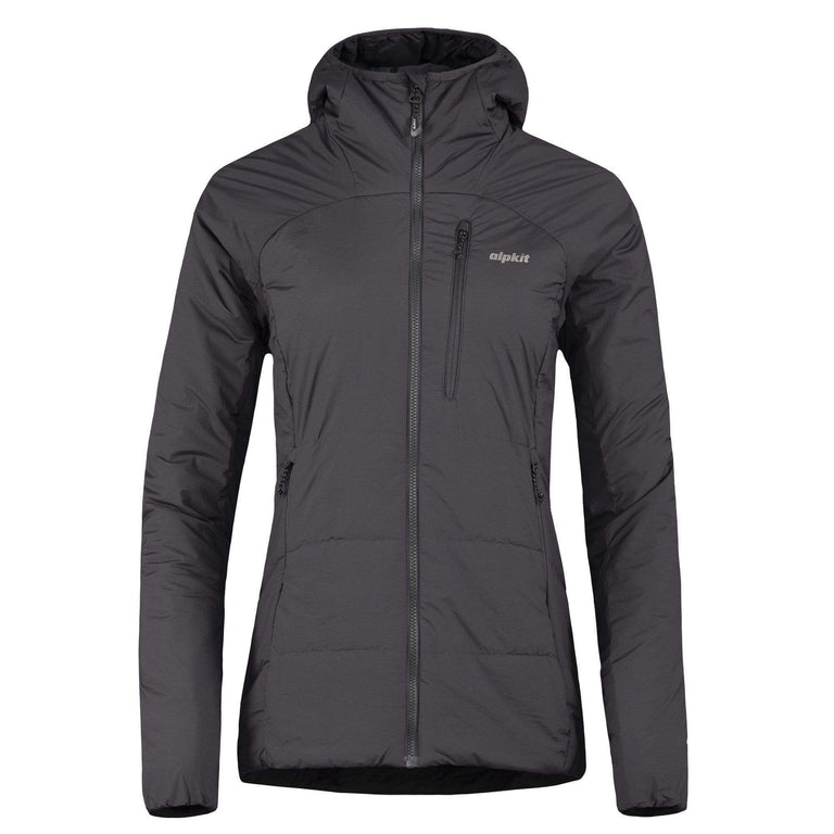 womens katabatic synthetic insulation jacket in tarmac - closed