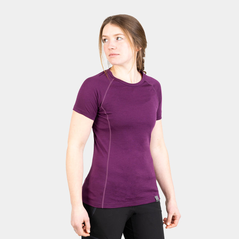 alpkit womens kepler merino short sleeve base layer in cosmos purple