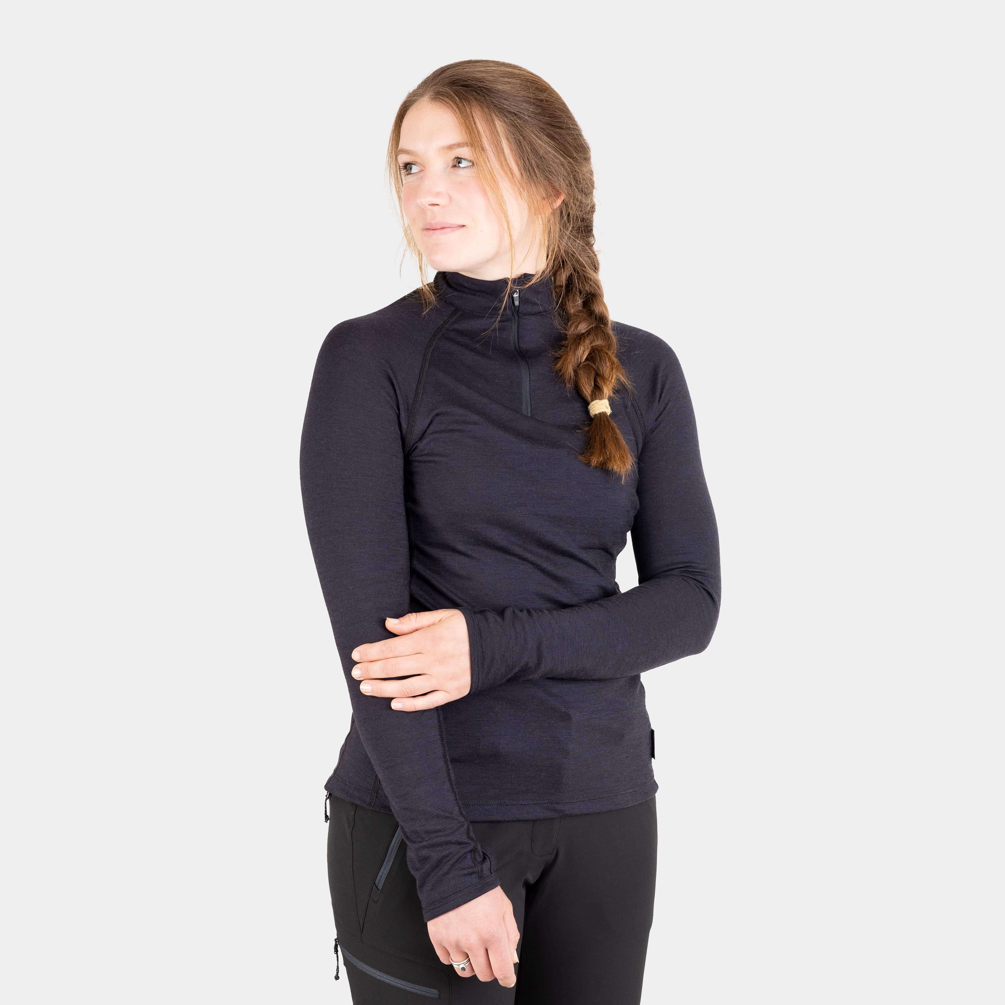 alpkit womens Kepler zip top in graphite black