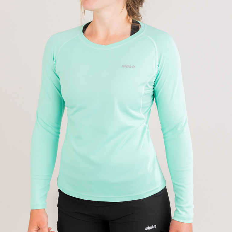 womens Alpkit Koulin trail long sleeve baselayer in mint front