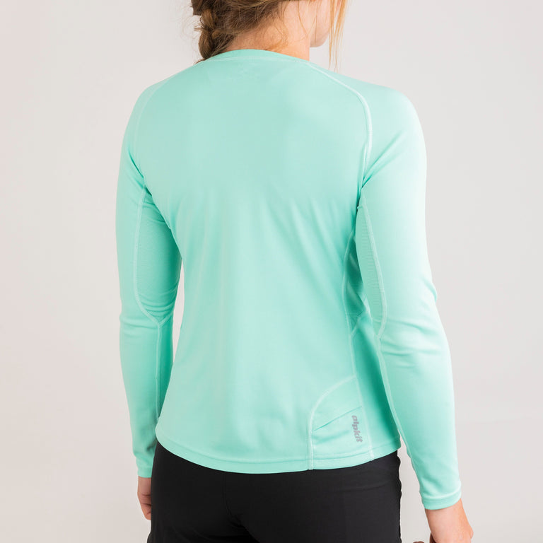 womens Alpkit Koulin trail long sleeve baselayer in mint back