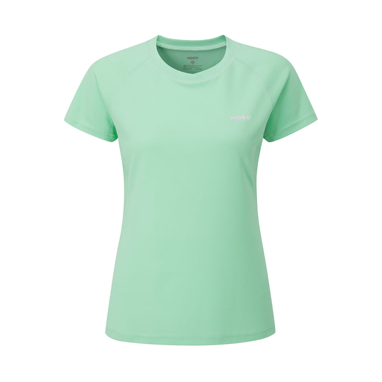 womens Alpkit Koulin trail short sleeve baselayer in mint - closed