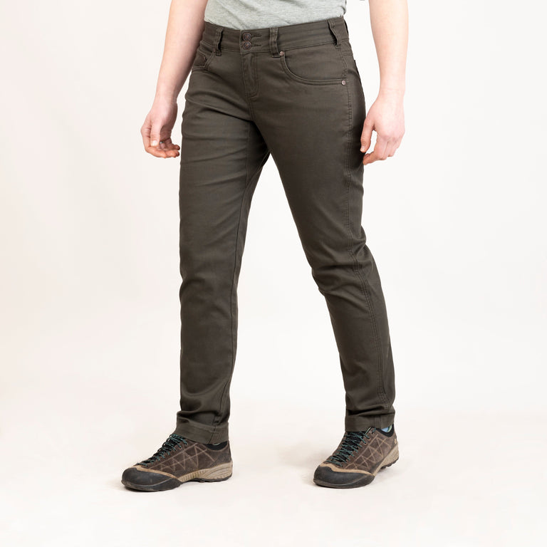 alpkit womens kraft trousers in kelp green  front