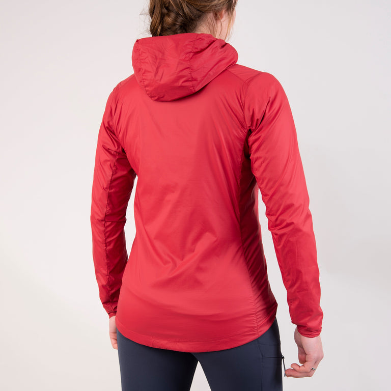 Alpkit women's Morphosis windproof jacket in Chilli - closed