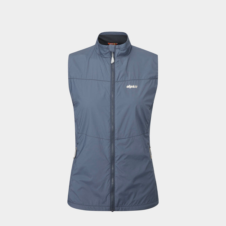 womens alpkit morphosis vest in slate blue - closed