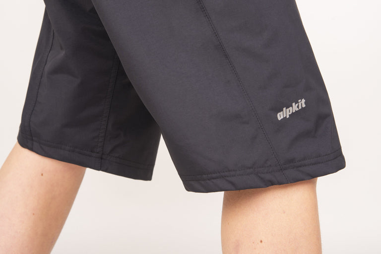 Alpkit womens nimbus waterproof mountain biking shorts in black logo