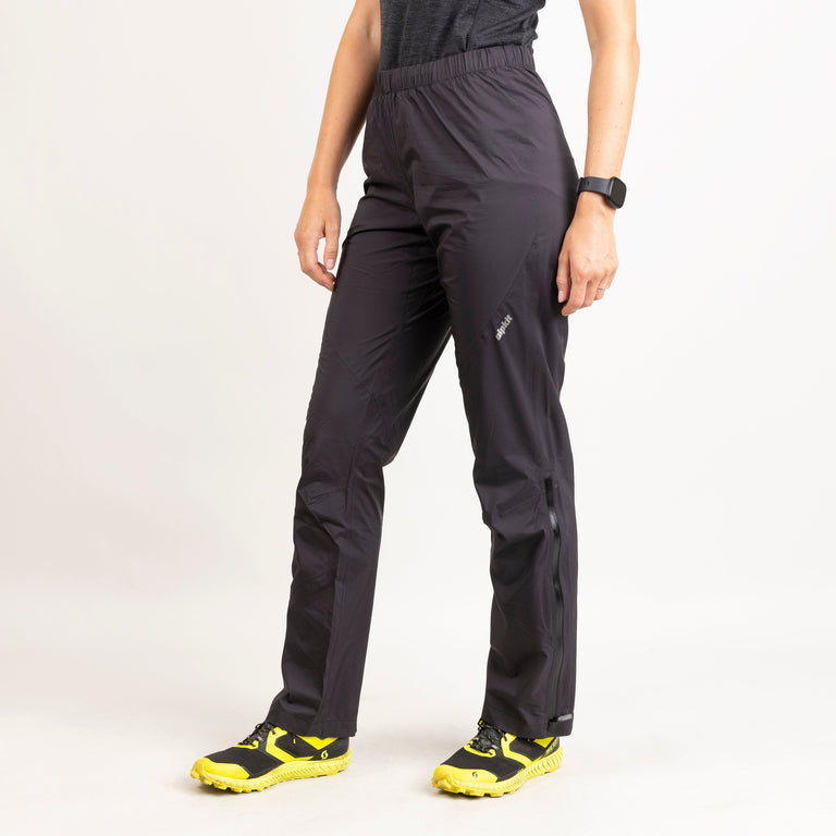 womens alpkit parallax waterproof trousers in black front