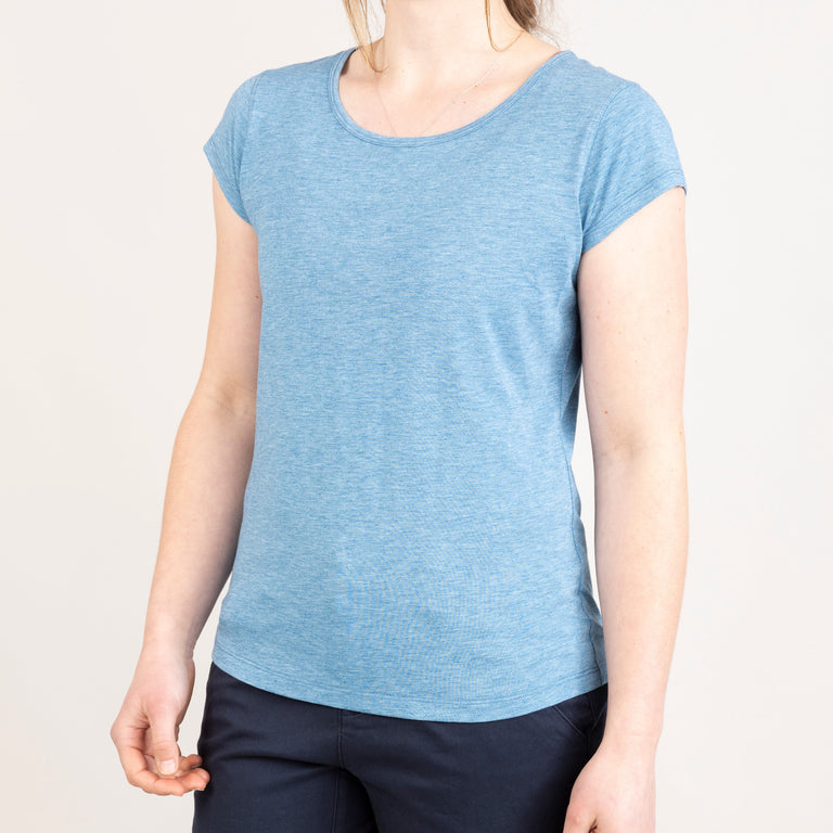 womens Alpkit picu tee in easy blue front