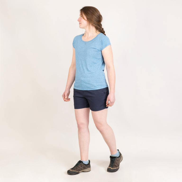 womens Alpkit picu tee in easy blue outfit