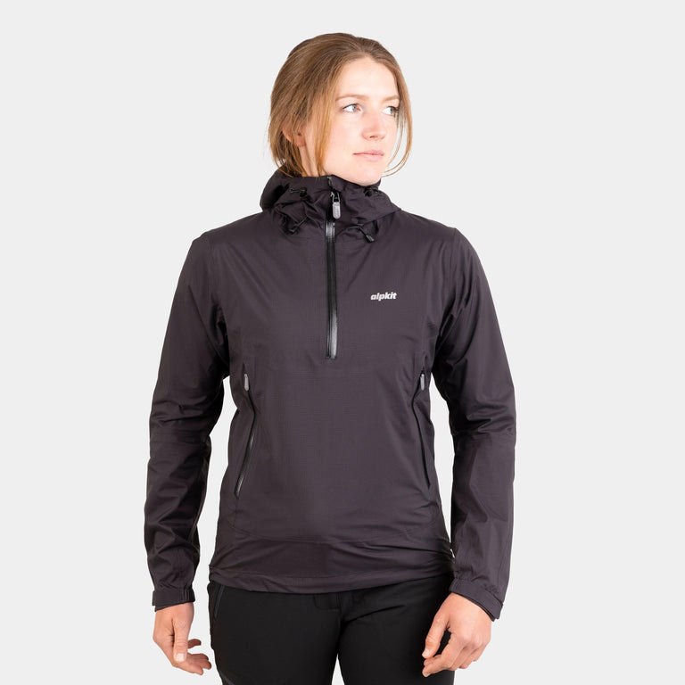 Alpkit women's Pulsar waterproof smock jacket in black