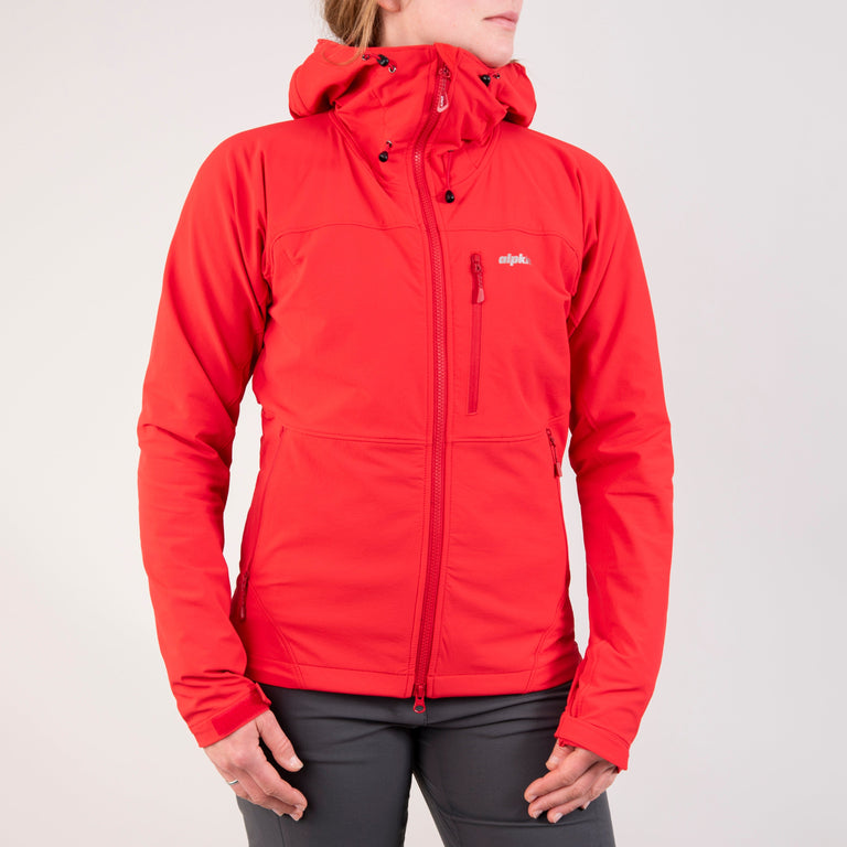 alpkit womens resolute softshell jacket in memo blue back