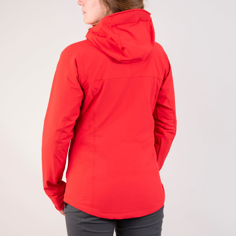 alpkit womens resolute softshell jacket in memo bluechest pocket