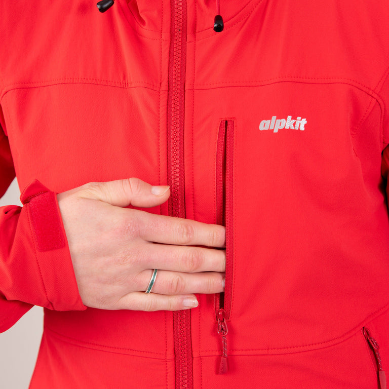 alpkit womens resolute softshell jacket in memo blue cuff