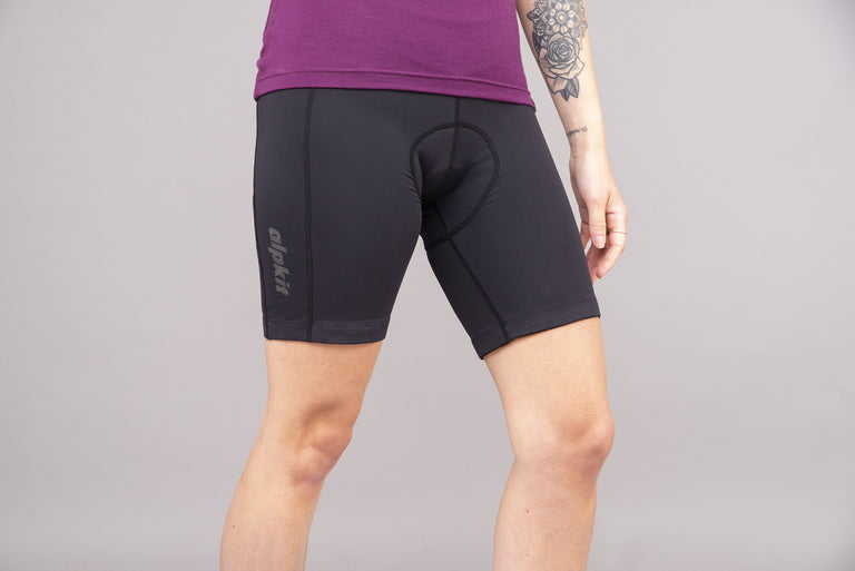 alpkit womens rhythm cycling short in black front