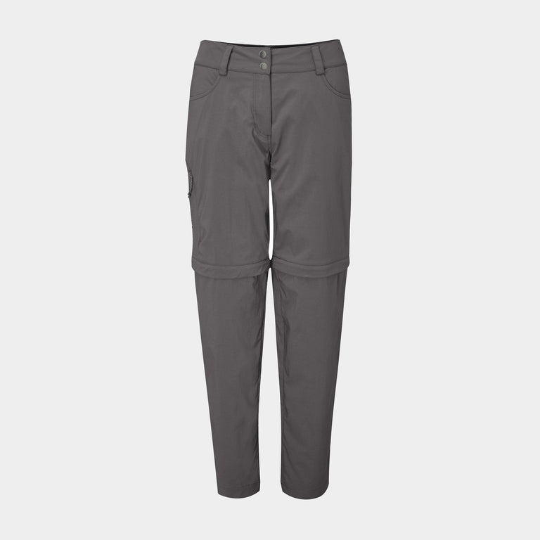 alpkit womens teleki zip off trousers in tarmac grey - closed