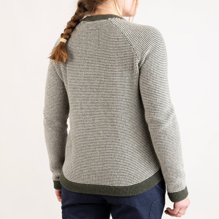 alpkit womens trypan wool jumper in forest green back