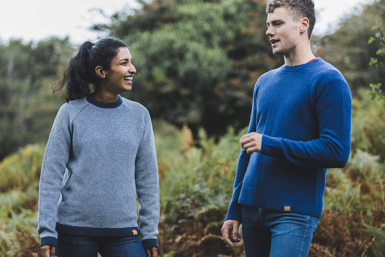 womens tryfan jumper in denim - action