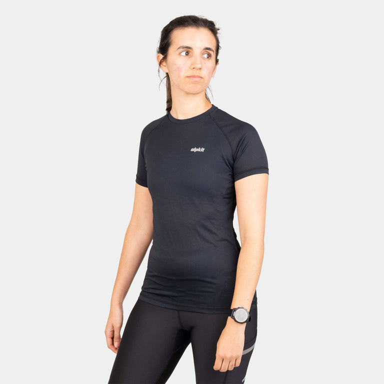 alpkit womens vayper short sleeve base layer for trail running and fell running in black