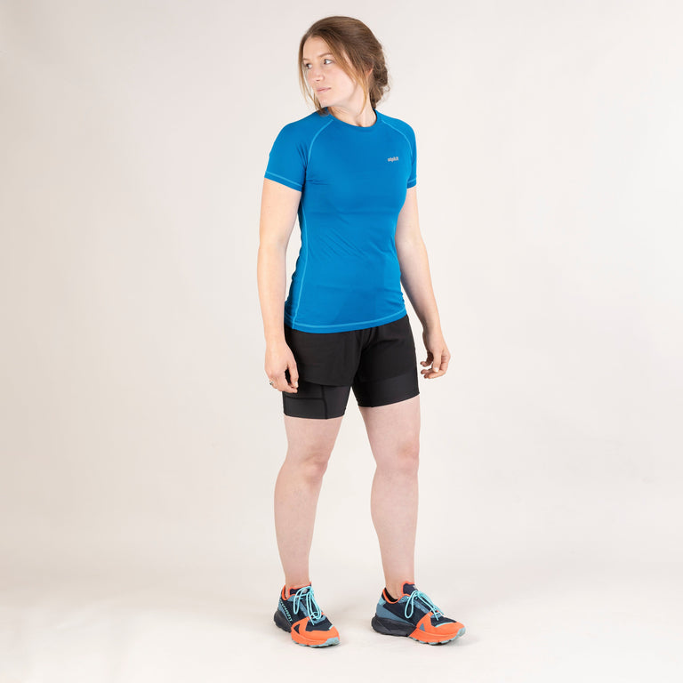 alpkit womens vayper twin running shorts in black outfit