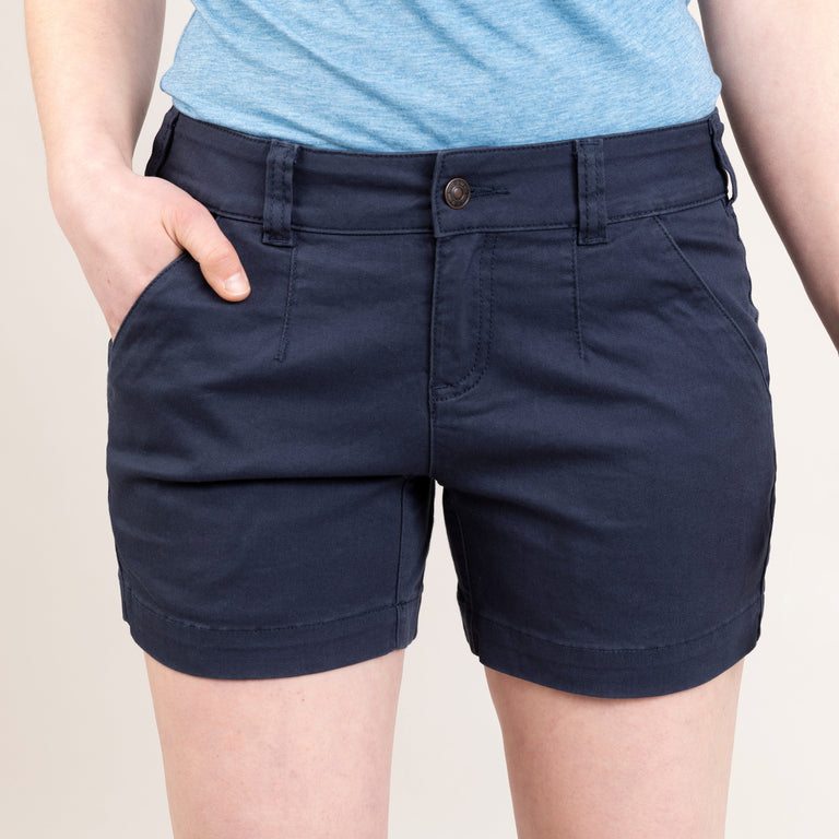 alpkit womens werk shorts in outer space blue waistband